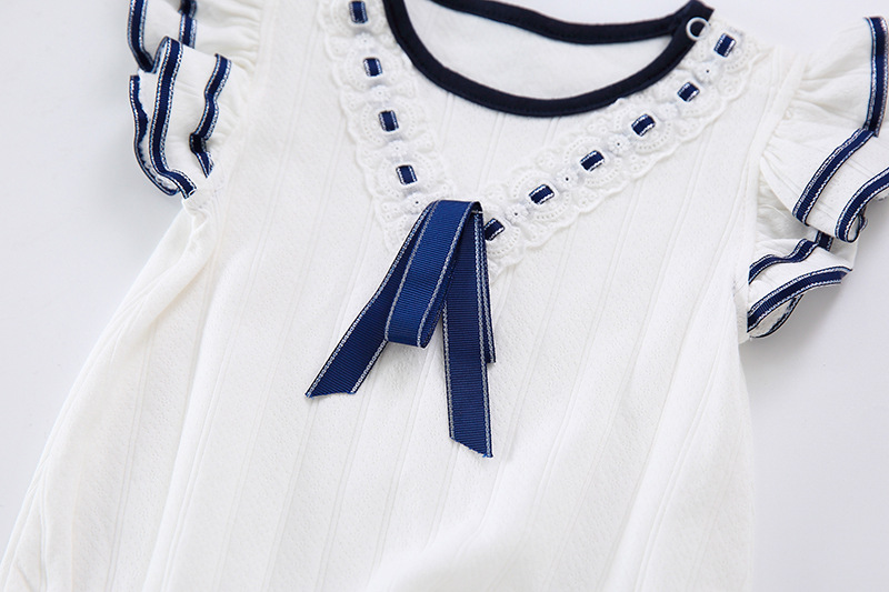 Áo Liền Quần Tay Cánh Tiên Phong Cách Hải Quân Thời Trang Cho Bé Gái