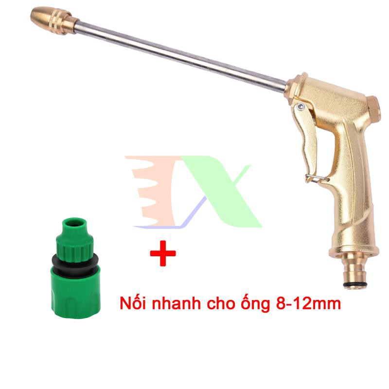 Vòi xịt nước tưới cây, rửa xe, Vòi đồng VOI-17 + Đầu nối nhanh 8/12mm