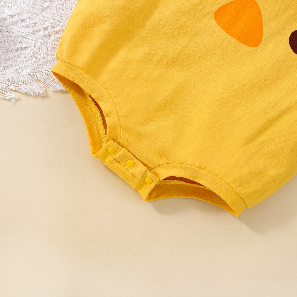 Áo liền quần BCBL ngắn tay in hình gà nhjỏ dễ thương kèm băng đô cho bé