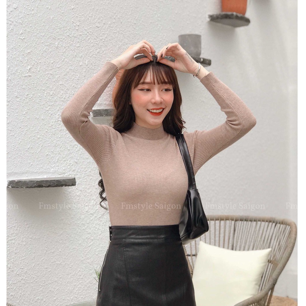 Áo len nữ tay dài cổ cao form đẹp thu đông ulzzang thời trang Fmstyle Saigon 21ALU10P21502 | BigBuy360 - bigbuy360.vn