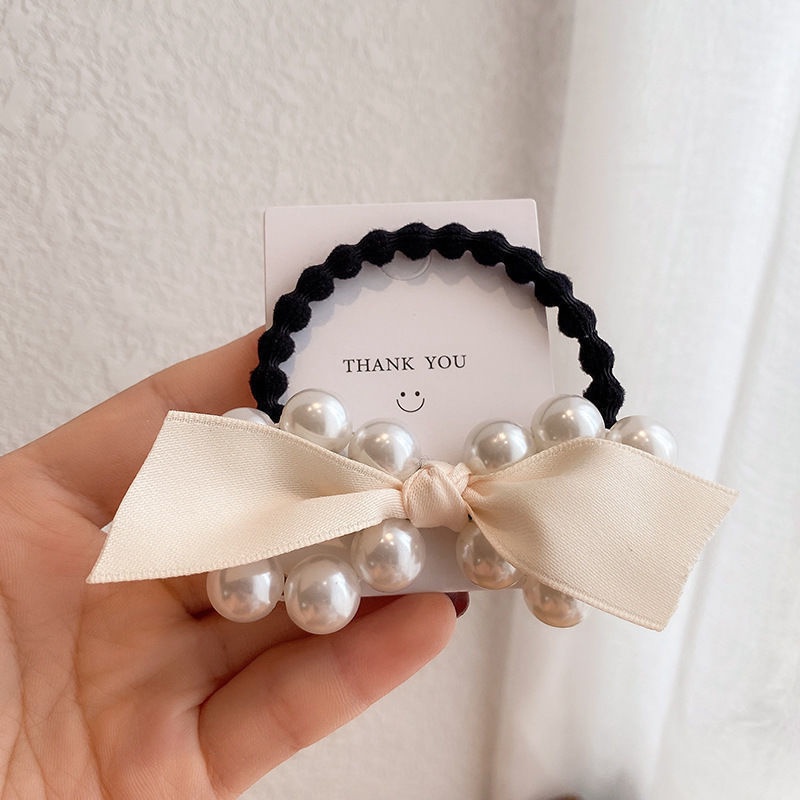 1 Dây Buộc Tóc Co Giãn Đính Ngọc Trai Thời Trang