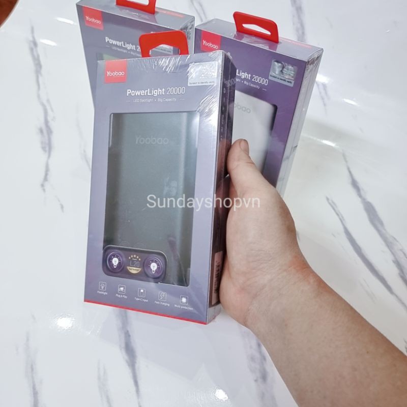 Sạc dự phòng chính hãng YOOBAO L20 Dung lượng 20000mAh sạc cực nhanh tích hợp 2 đèn led