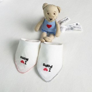 khăn xô cho bé, Set 10 Khăn xô sữa I Love Mama, Papa xuất nhật 2 lớp kích thước 32x32cm