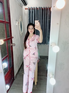 Đồ bộ lụa satin Flamingo (TNQD)