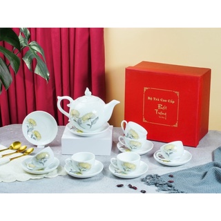 Bộ ấm chén trà sứ Bát Tràng