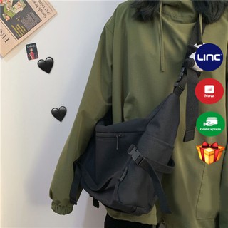 Túi đeo chéo canvas, túi đeo chéo nữ nam đi học thời trang nam nữ hot nhất hai màu đen trắng