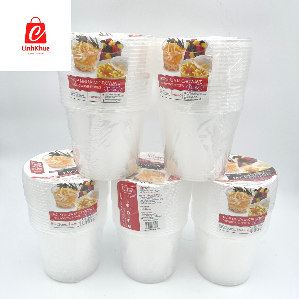 Hộp nhựa tròn 700ml kèm nắp + Hộp Microwave+ Hàng Thuận Lợi/Hàng Việt Nam - Sp0009+ Hộp đựng thức ăn+ Đồ dùng 1 lần