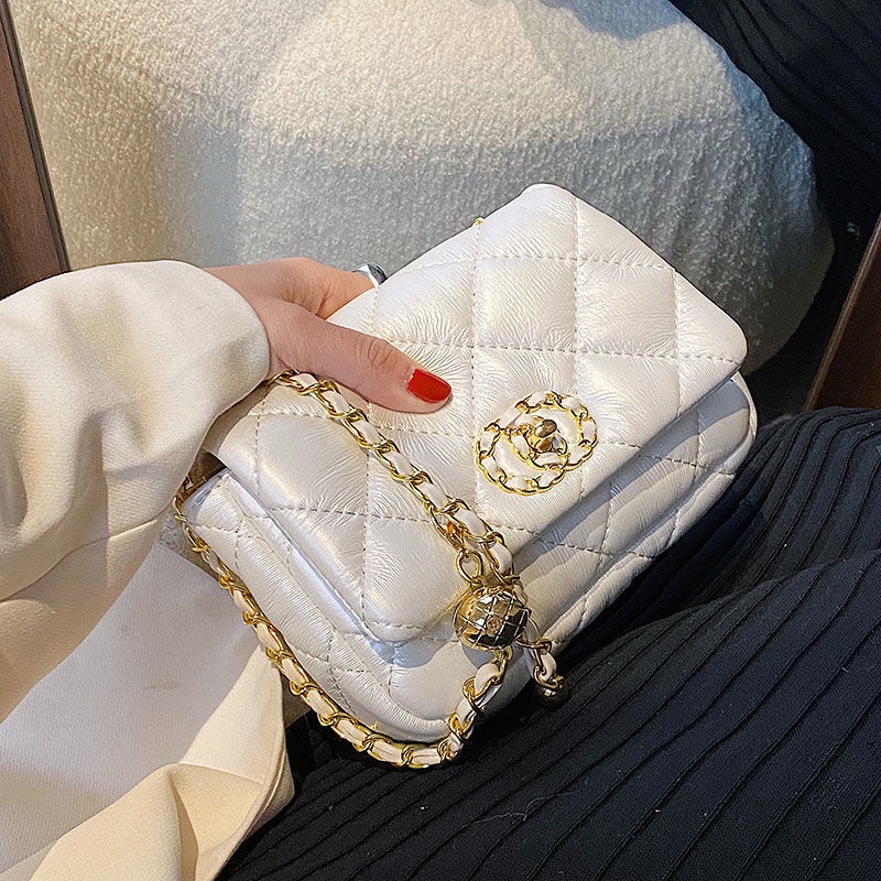 Túi Xách Đeo Vai Phối Dây Xích Phong Cách Thời Trang Hàn Quốc 2022 Dành Cho Nữ