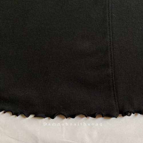 Đầm dáng xòe tay ngắn, váy nữ xòe màu đen viền xoăn cổ tròn tôn dáng | BigBuy360 - bigbuy360.vn