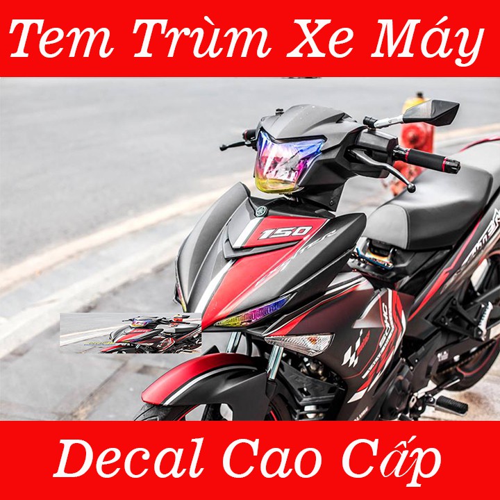 Tem Trùm Xe Exciter 150 SOHC Đen Nhám Đỏ Cao Cấp