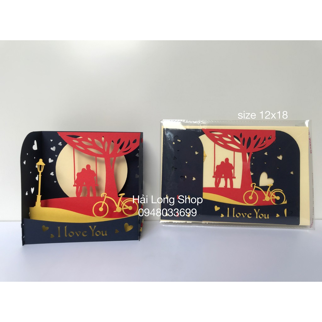 Hộp Tình Yêu 7 ( xe đạp + xích đu ) - Love - Thiệp 3D