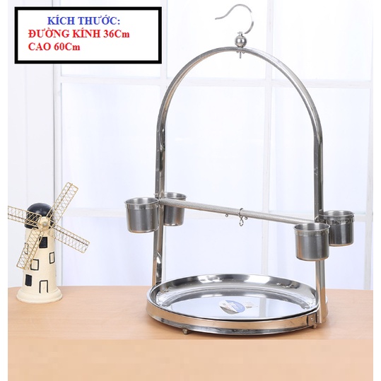 1 CÁI CẦU ĐỨNG INOX CAO CẤP 201 NHẬP KHẨU (KHAY TRÒN SIZE LỚN  60x36) CHO VẸT NGỰC HỒNG, SUN,XÍCH,RI