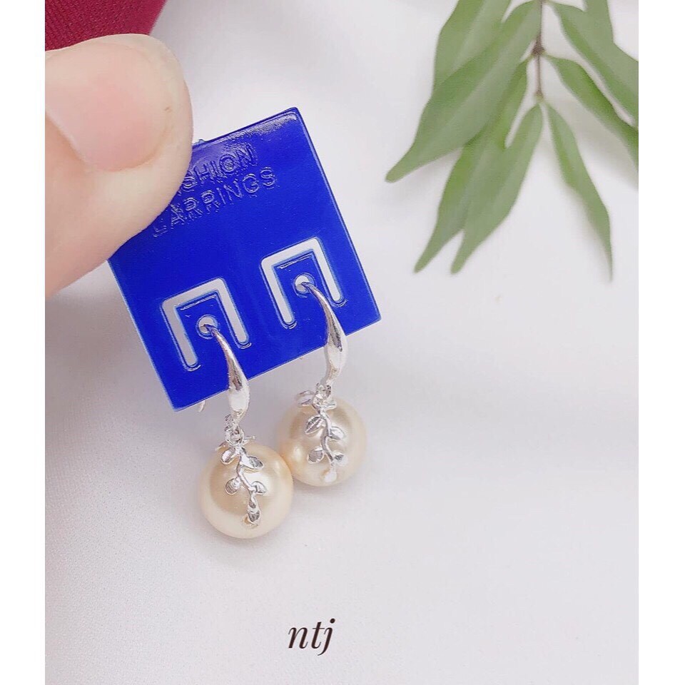 Bông tai nữ gắn hạt xinh xắn - LINH'S MIU SILVER - Bông tai bạc ta