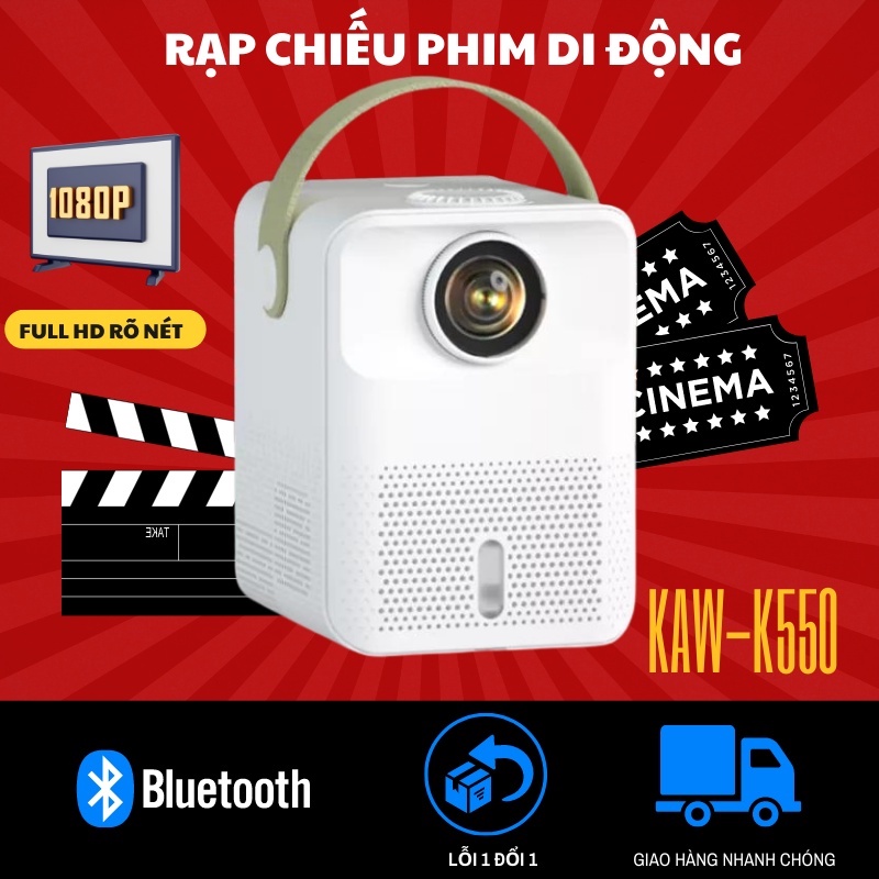 Máy chiếu mini KAW-K650- Full HD 1080p, Hình ảnh sắc nét, âm thanh sống động, bảo hành 1 đổi 1