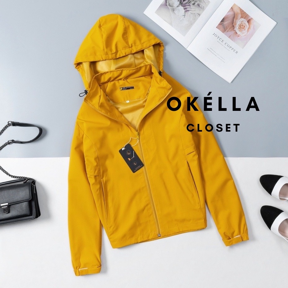 Áo khoác gió nữ 2 lớp dày dặn mẫu mới 2022, áo khoác nữ loại 1 tráng bạc chống nắng, chống nước,chống gió Okélla