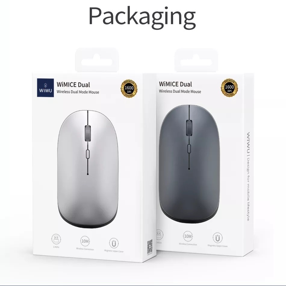 Chuột không dây Wiwu 2.4G Bluetooth Wireless VM104 cho Máy tính bảng , Laptop , Tablet . Kết nối đa năng mọi thiết bị