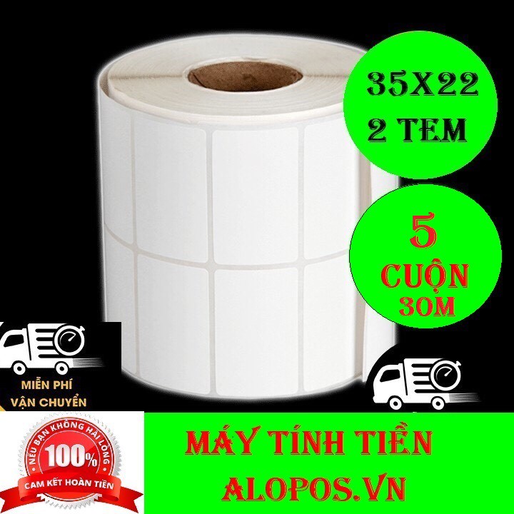 Giấy In Mã Vạch 2 Tem  22x35mm - Decal Nhiệt 2 Tem 22x35mm