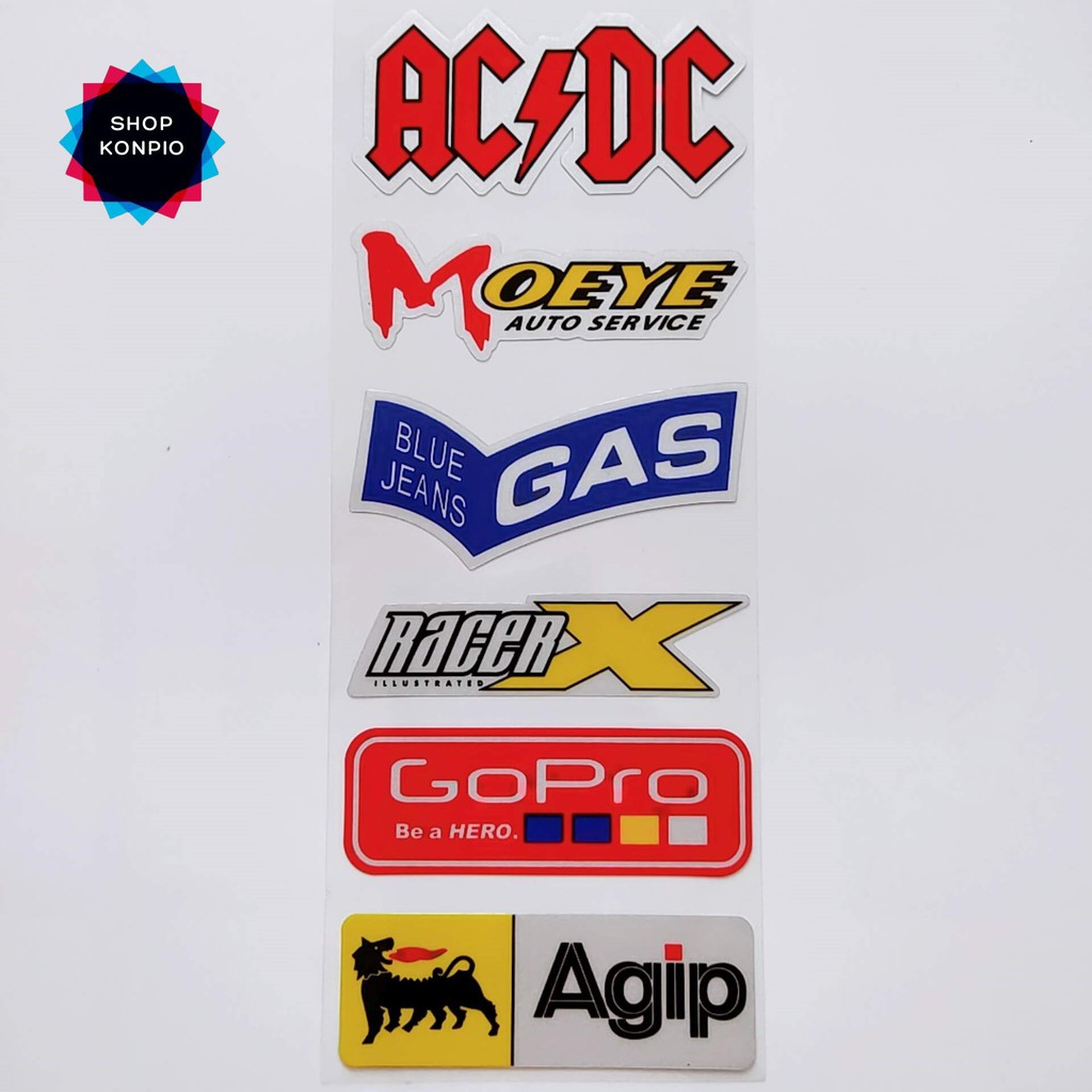 Bộ Tem Sticker Phản Quang ACDC Agip Cao Cấp Dán Xe Máy, Ô Tô, Mũ Bảo Hiểm, Chống Thấm Nước, Chống Bay Màu