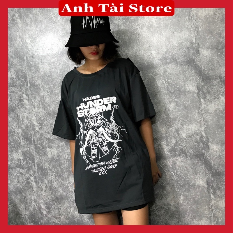 Áo thun tay lỡ phông Unisex nam nữ chất Premium Cotton oversize đến 70kg form rộng THUNDER ST.RM TA99