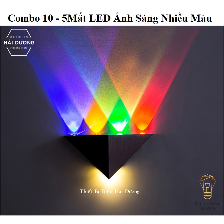 Combo 10 Đèn Trang Trí Gắn Tường Decor Phong Cách Bắc Âu Tàu Con Thoi DT-235 5 Mắt Ánh Sáng Nhiều Màu