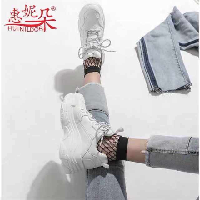 Giày thể thao trắng đế cao dây kẻ sọc nâng đế 5p hot hit | BigBuy360 - bigbuy360.vn