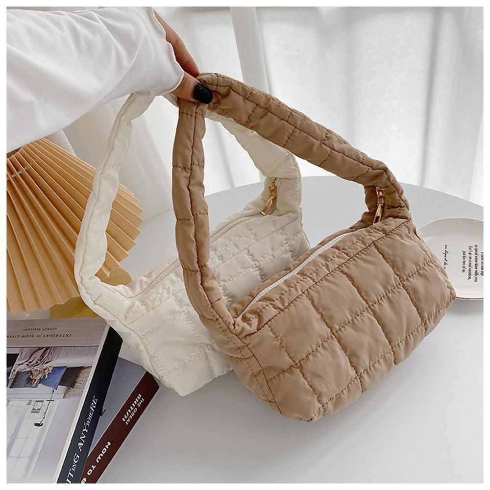 Túi tote mua sắm đeo vai kẹp nách thiết kế đám mây chần bông đệm nylon phồng màu kẹo thời trang mùa đông cho nữ