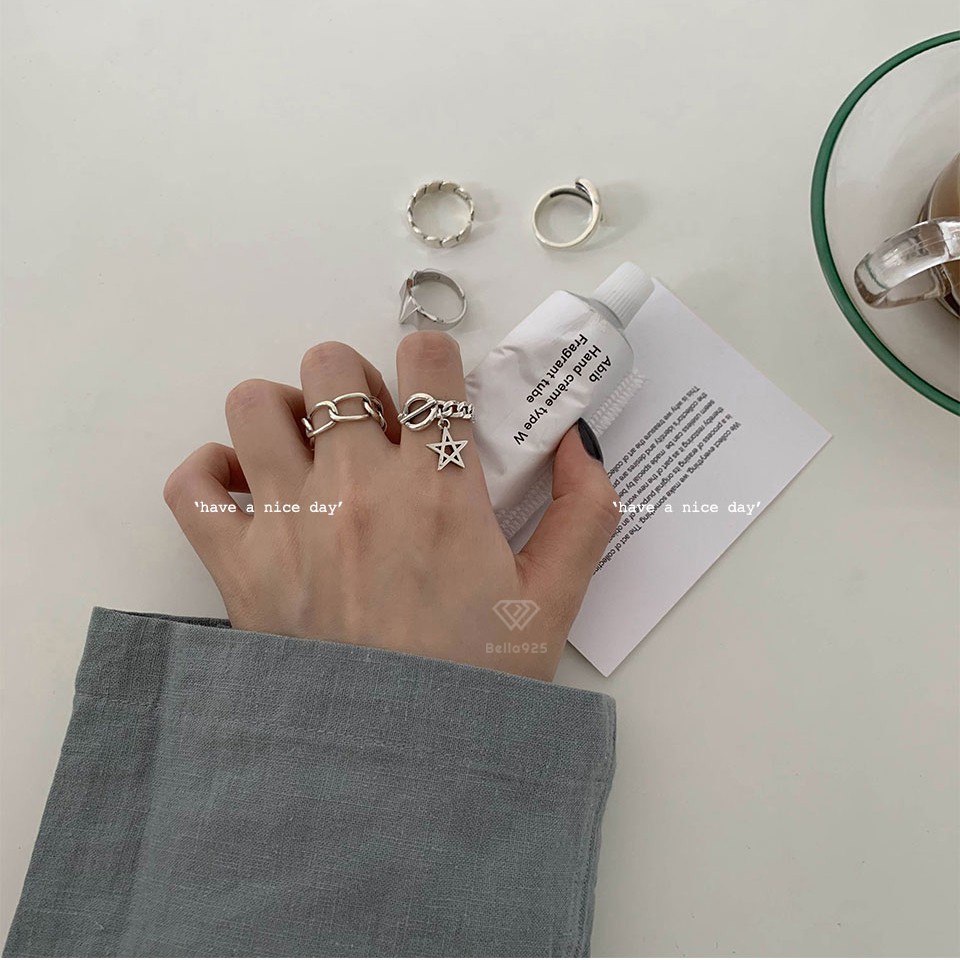 Nhẫn nữ Bella 925 nhẫn bạc cá tính