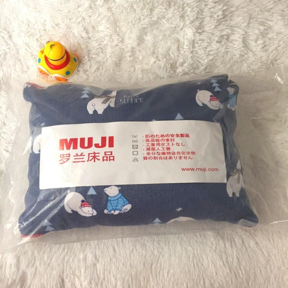 Gối Muji cho bé cao cấp nhiều màu - 100% chất liệu cotton mịn màng thoáng mát thấm hút mồ hôi