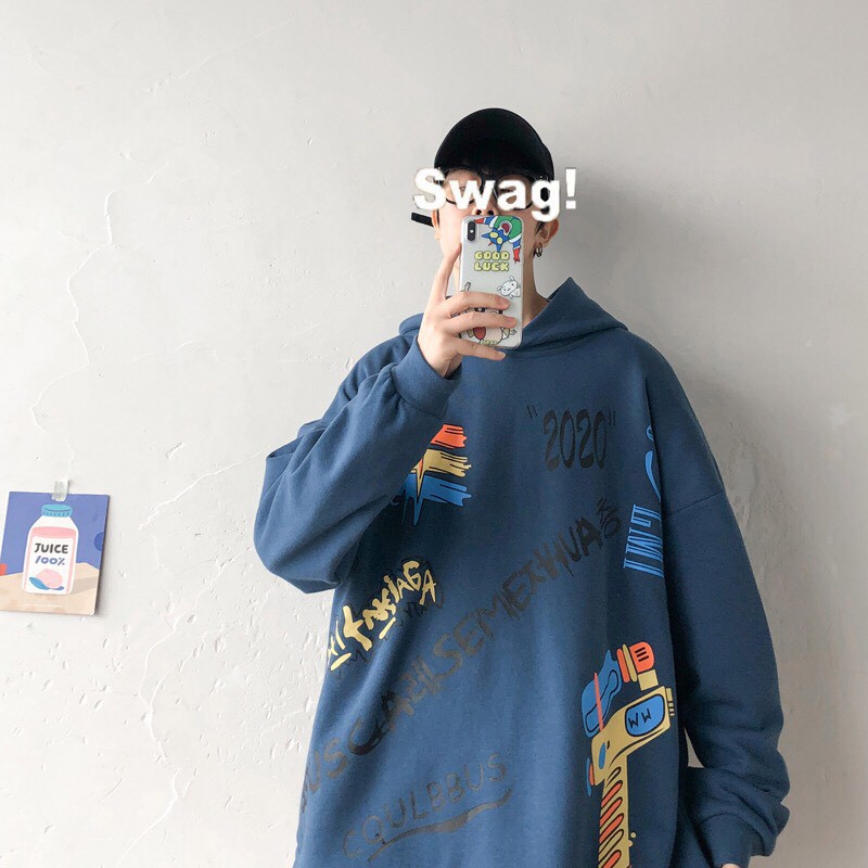 Áo hoodie unisex form rộng Nỉ Ngoại 2020 Swag nam nữ ullzang WIND