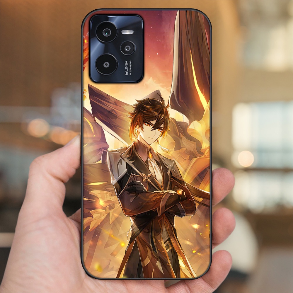 Ốp lưng Realme C35 viền đen in hình Zhongli Genshin Impact