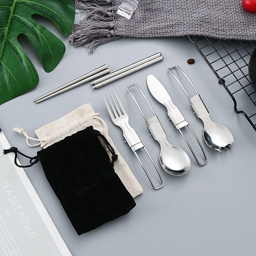 Bộ Muỗng Đũa Nĩa Gấp Gọn Mang Đi Du Lịch Tiện Lợi