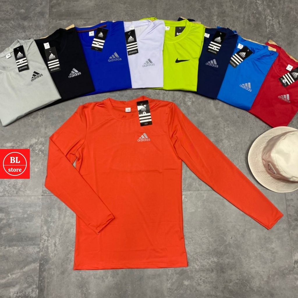 Áo thun nam tập gym body cổ tròn, Áo giữ nhiệt nam dài tay đá bóng