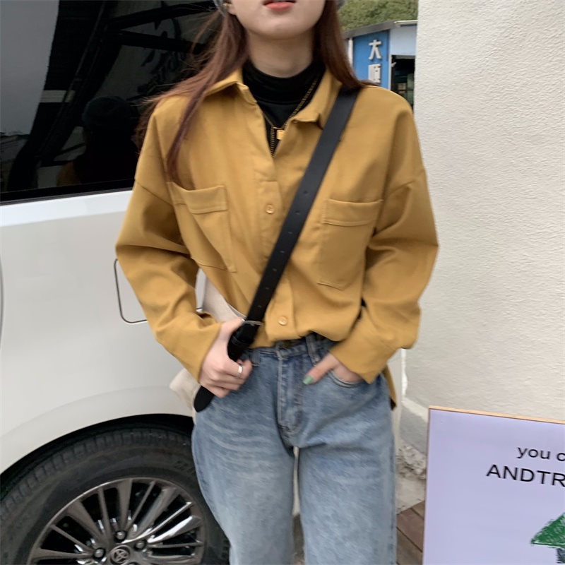 【ZHELIHANGFEI】Áo Sơ Mi Nữ Tay Dài Form Rộng Theo Phong Cách Retro Hợp Thời Trang