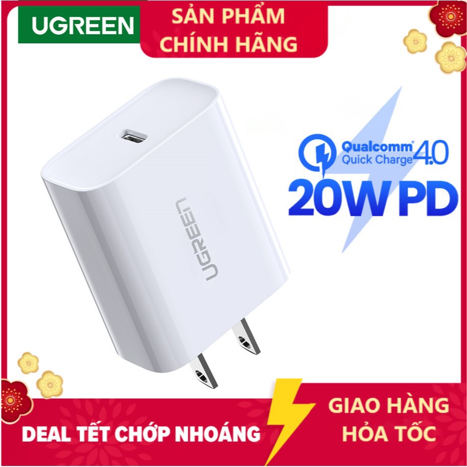 [ PD 20W ] Cốc sạc nhanh UGREEN USB C  20W Power Delivery Fast Charger for iPhone 12 Samsung Xiaomi Huawei