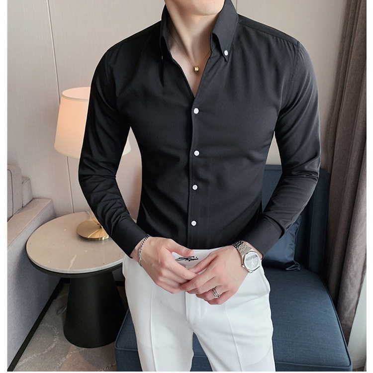 Áo Sơ Mi Nam Mẫu Mới Phong Cách Trẻ Trung, Áo Sơ Mi Nam Màu Trơn Chất Vải Mềm Mịn Chống Nhăn Cao Cấp