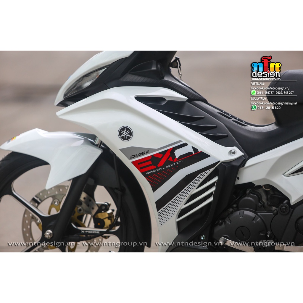 Tem /decal Rời Dán Xe Exciter 135 Mẫu Trắng Đen Đỏ Chữ EX Cực Chất, Hàng 3 Lớp Chất Lượng Cao