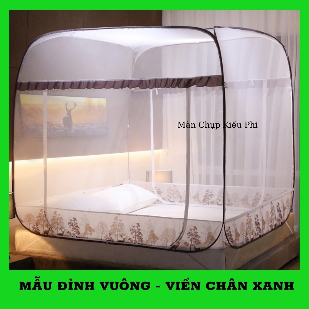 Màn chụp tự bung đỉnh vuông gia đình Kiều Phi - mùng tự bung người lớn gấp gọn tiện dụng