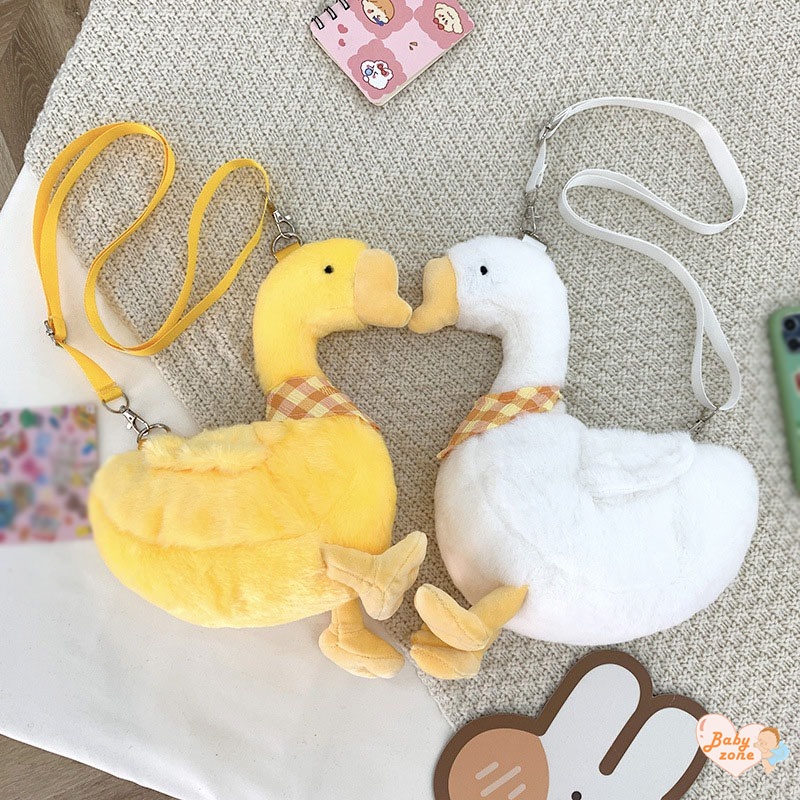 Túi Đeo Chéo Hình Vịt Nhồi Bông Dễ Thương Cho Bé