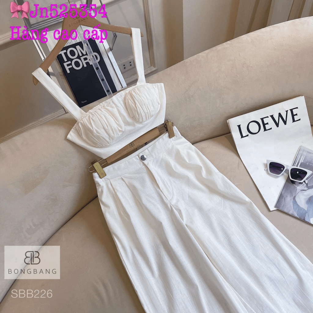 (Free Ship) Sét Linen 2 Dây Quần Dài Cực Tôn Dáng