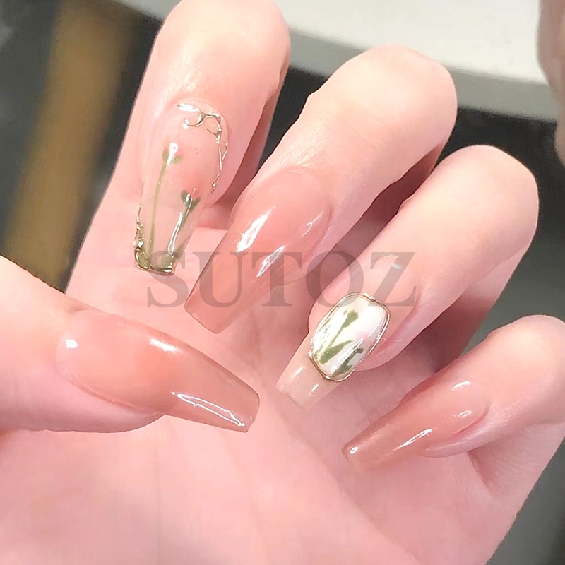 Miếng Dán Trang Trí Móng Tay Chống Thấm Nước Họa Tiết Hoa tulip Phong Cách Nhật Bản