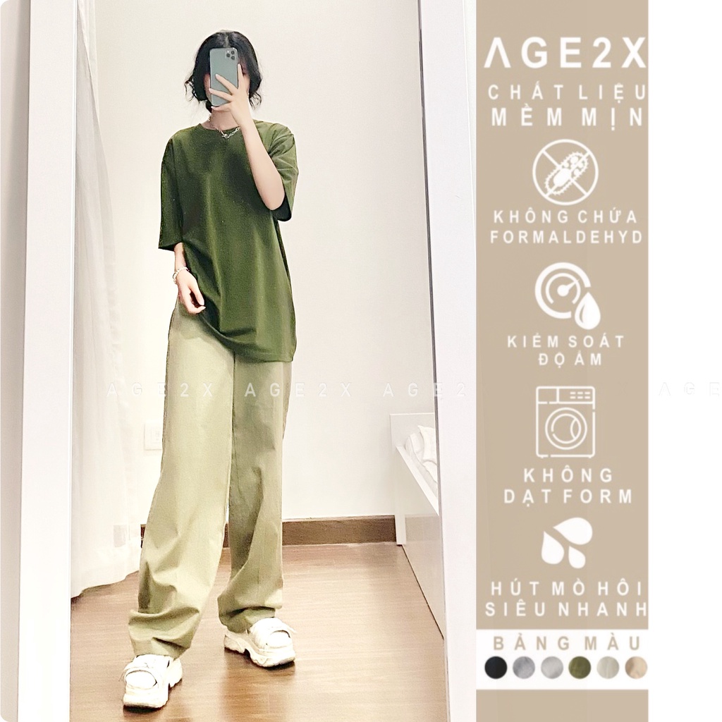 🆘 Quần suông dài Kaki Nữ ống rộng Phong Cách, Cá Tính AGE2X Chất Liệu Kaki Được Wash Mềm Cử Động Cực Kỳ Thoải Mái