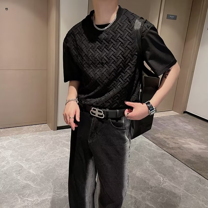 Áo Thun Tay Ngắn Cổ Tròn Dáng Rộng Thời Trang Mùa Hè Cho Nam Giới Có 2 Màu Size M-2XL