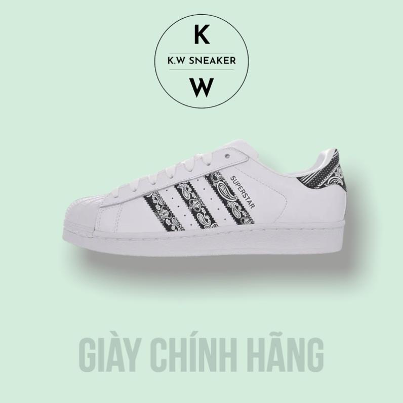 ❕ (Giày AUTH) Giày Adidas Superstar thổ cẩm và sọc đỏ, giày Adidas chính hãng