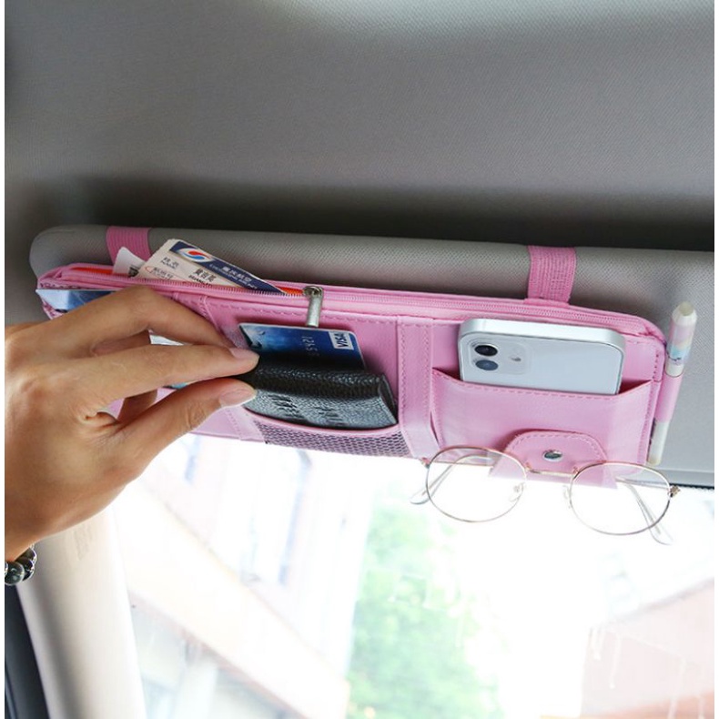 Túi Da Để Giấy Tờ Xe, Vật Dụng Cá Nhân Gắn Trên Miêng Chống Nắng Xe Hơi,,,