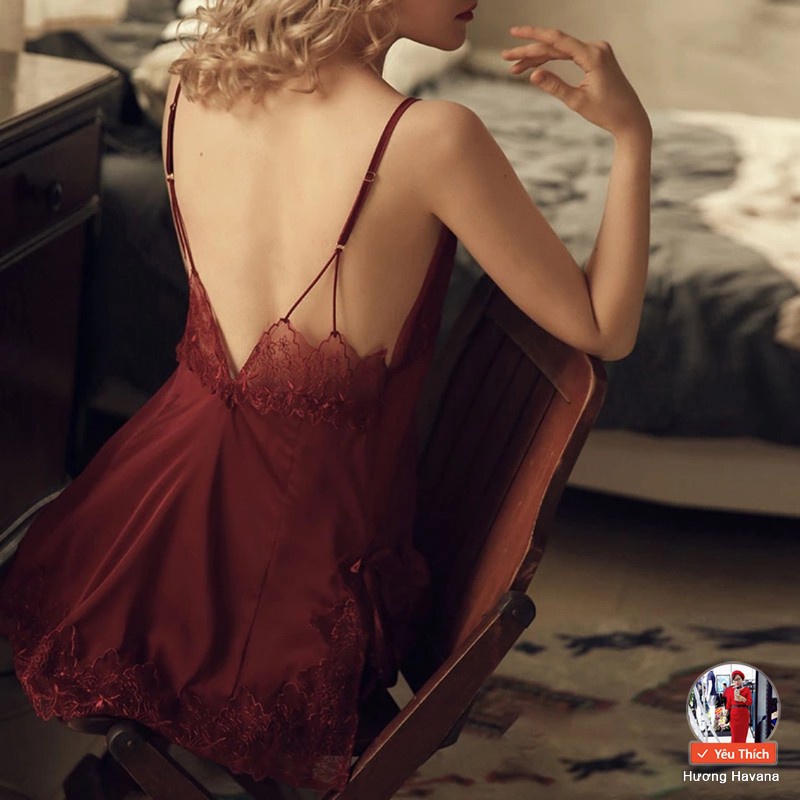 Váy ngủ lụa ren xẻ hông - đầm ngủ sexy gợi cảm - đồ ngủ cao cấp havana FVN01 | BigBuy360 - bigbuy360.vn