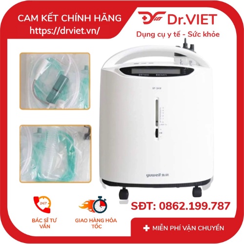 Máy tạo oxy Yuwell 3 lít 8F-3AW có xông khí dung, êm ái, nhẹ, di chuyển dễ dàng dành cho người già, bị khó thở, làm đẹp