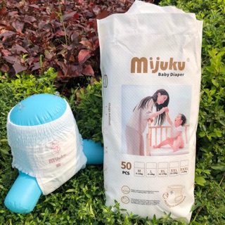 Bỉm quần Mijuku Baby Diaper xuất Nhật size S/M/L/XL/XXL/XXXL, tã dán Mijuku siêu mỏng mềm mịn cho bé bịch 50 miếng