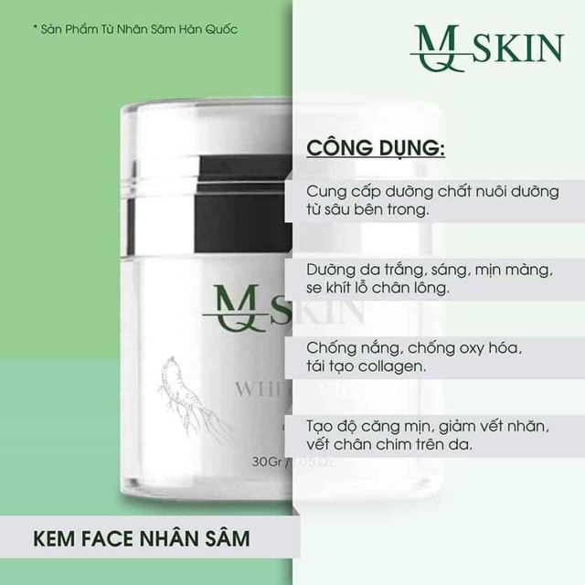 [Sẵn] Kem face nhân sâm MQ SKIN