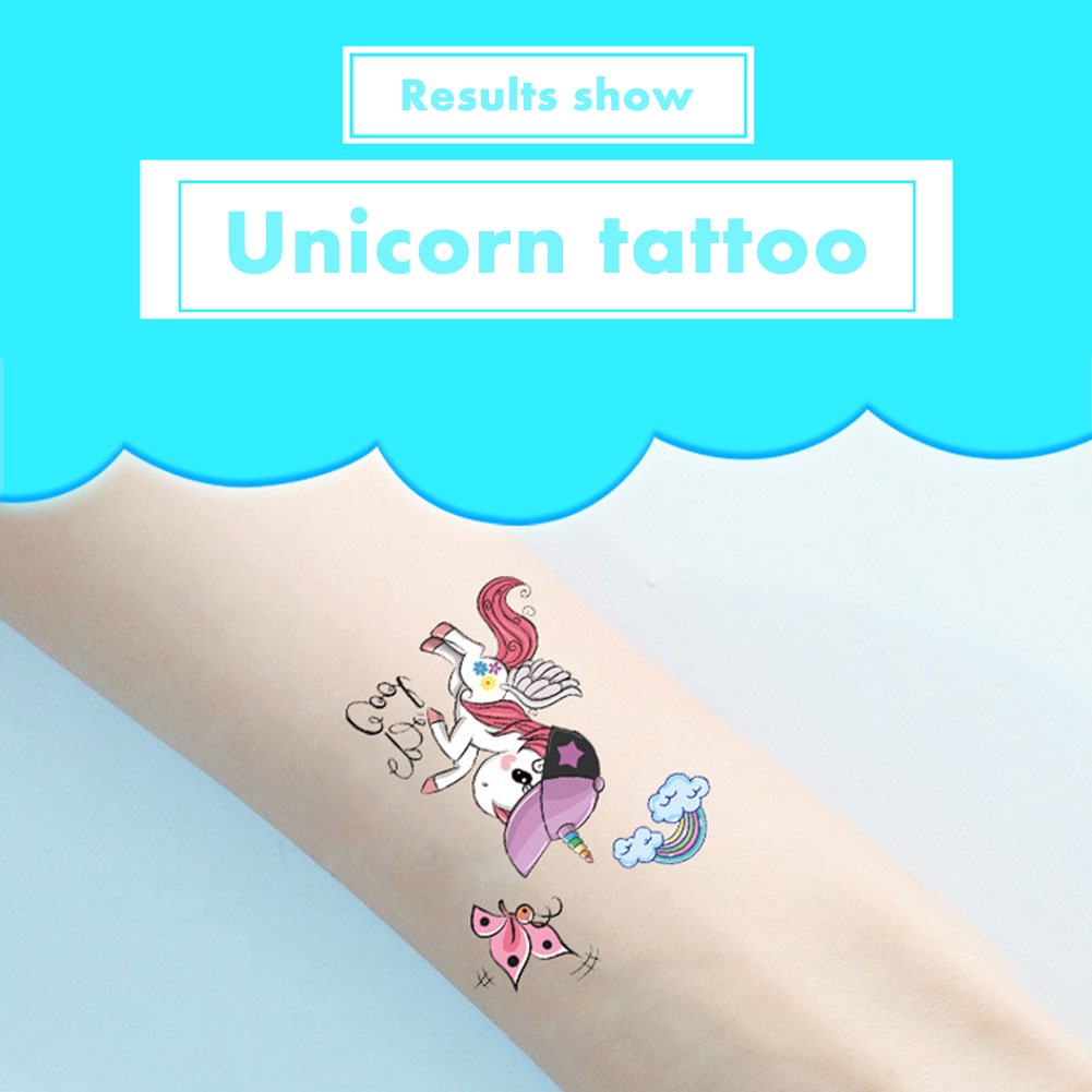 Hw Bộ Hình Xăm Dán Tạm Thời Hình Kỳ Lân Nhiều Màu Cho Trẻ Em