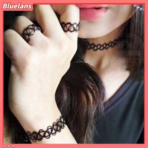 Bộ vòng cổ + vòng tay + nhẫn co giãn phong cách vintage thời trang